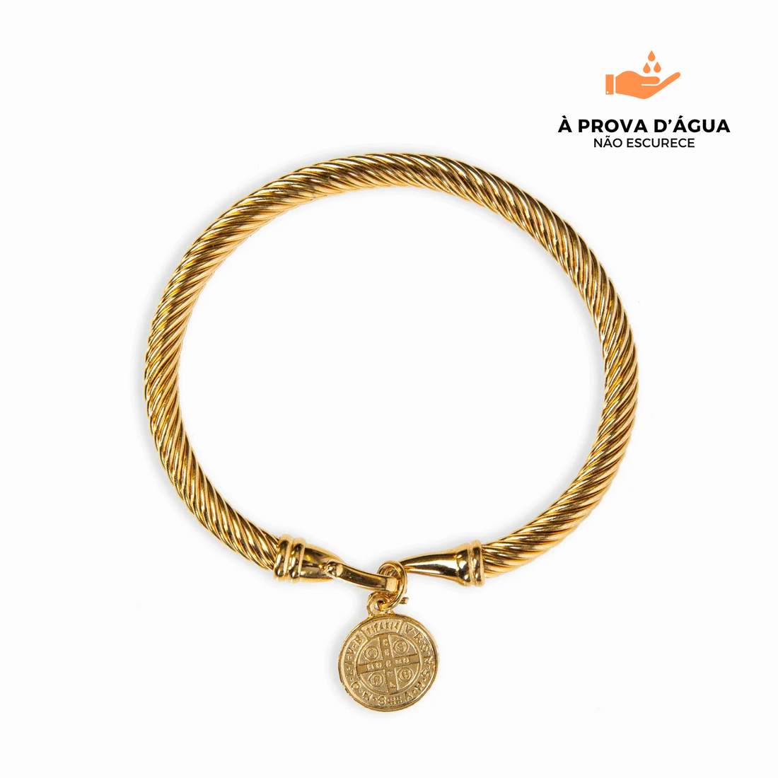 Bracelete com Pingente de Moeda Banhado em Ouro 18k