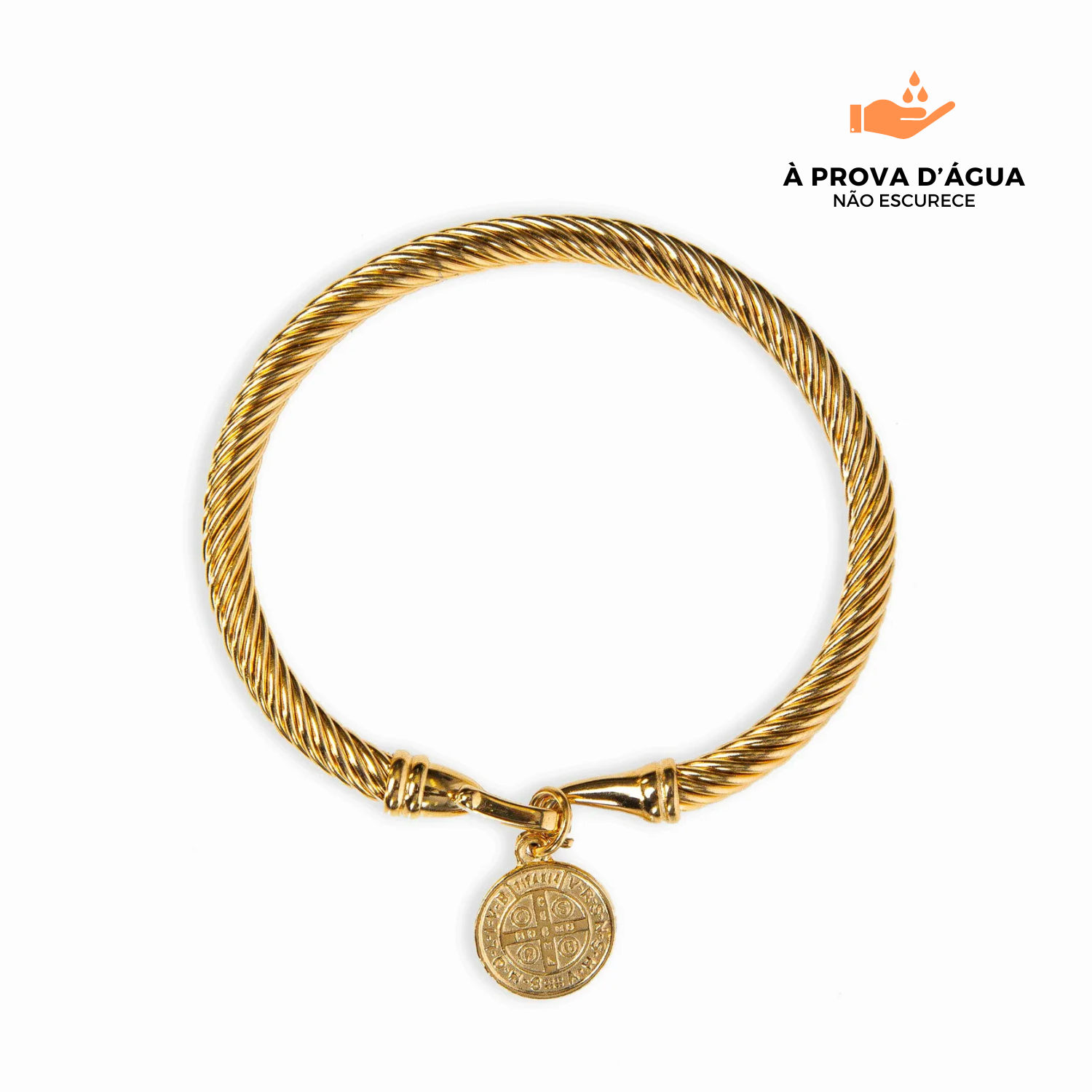 Bracelete com Pingente de Moeda Banhado em Ouro 18k