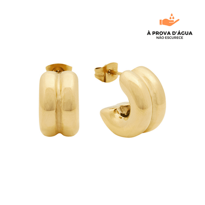 Brincos Curvados Mini Banhado em Ouro 18k