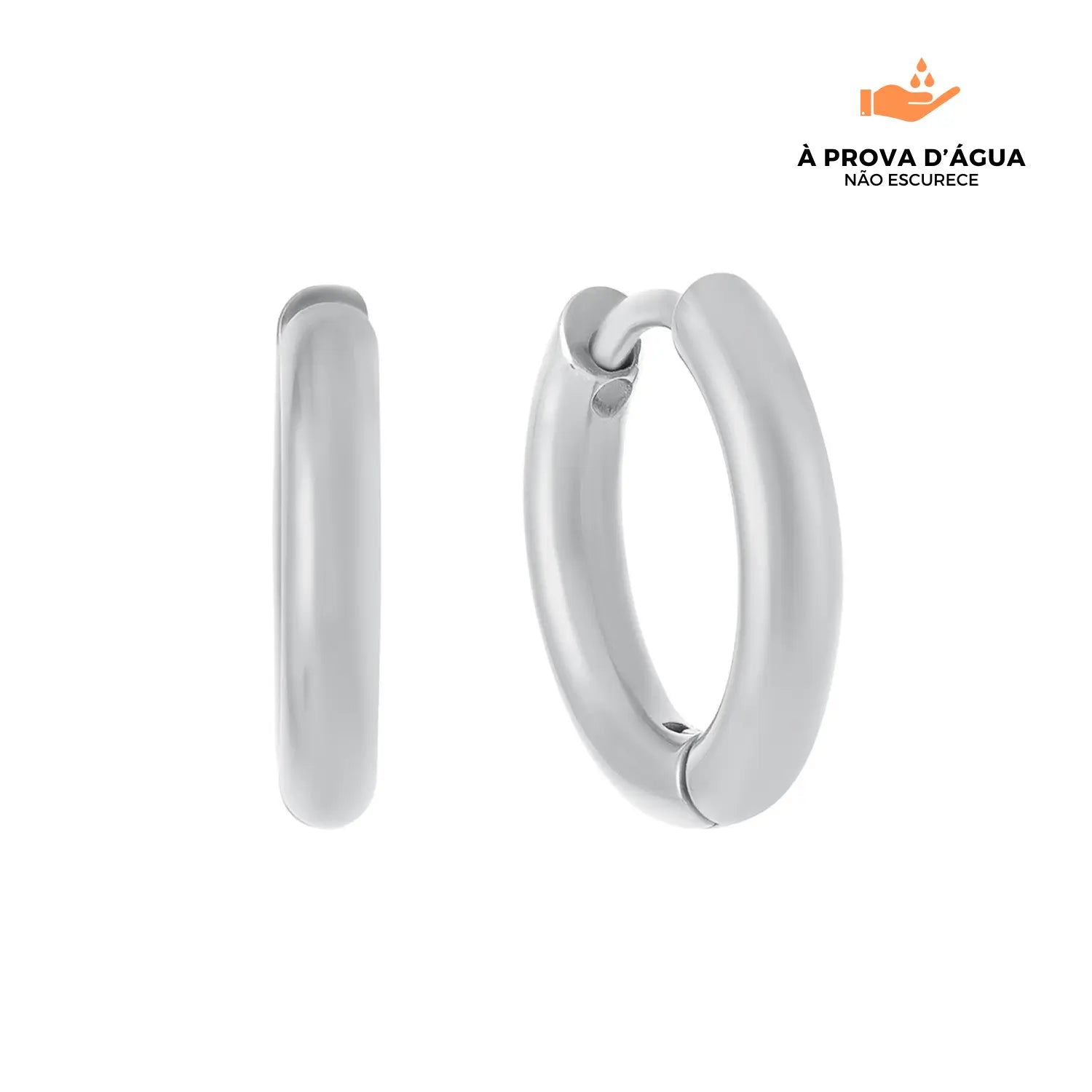 Brincos Argolas Slim 12MM Banhados em Prata