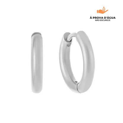 Brincos Argolas Slim 12MM Banhados em Prata