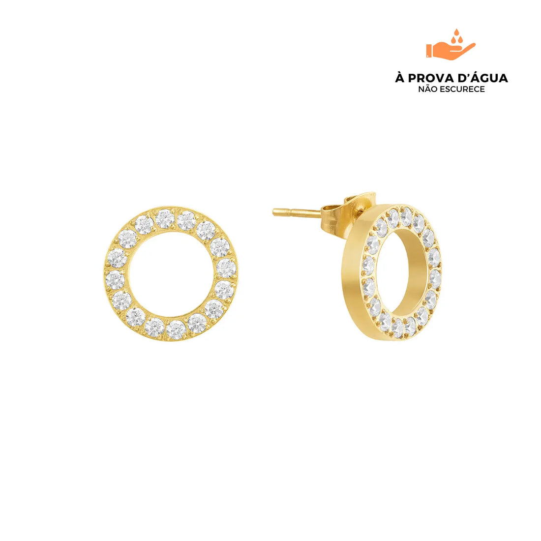 Brincos Círculo de Luz Banhados em Ouro 18k