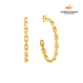 Brincos Elos Modernos Banhados em Ouro 18k