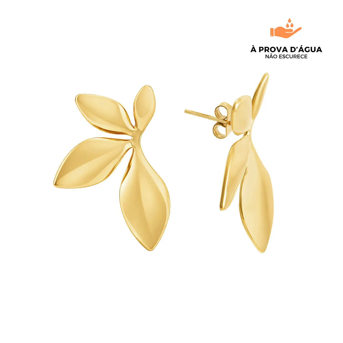 Brincos Flor do Sol Banhados em Ouro 18k
