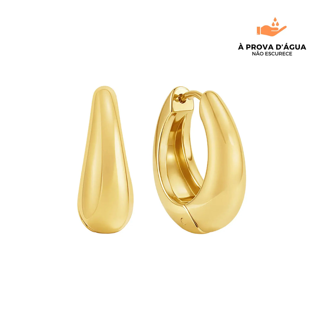 Brincos Londrinos 12MM Banhados em Ouro 18k