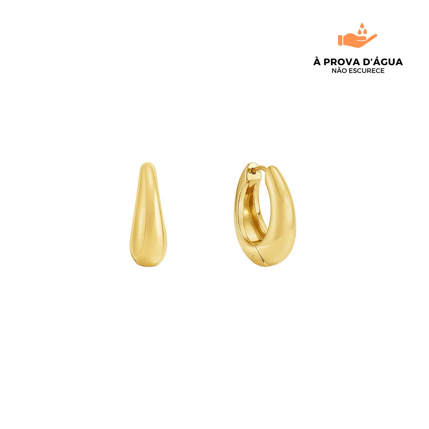 Brincos Londrinos 8MM Banhados em Ouro 18k