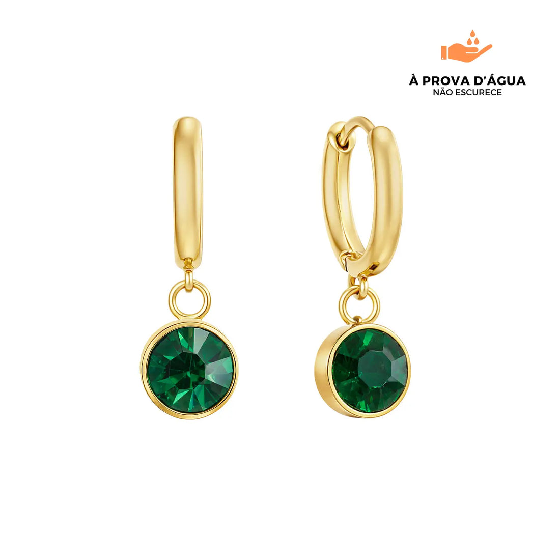 Brincos Ponto Esmera Banhados em Ouro 18k