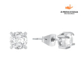 Brincos Solitário 4MM Banhados em Prata