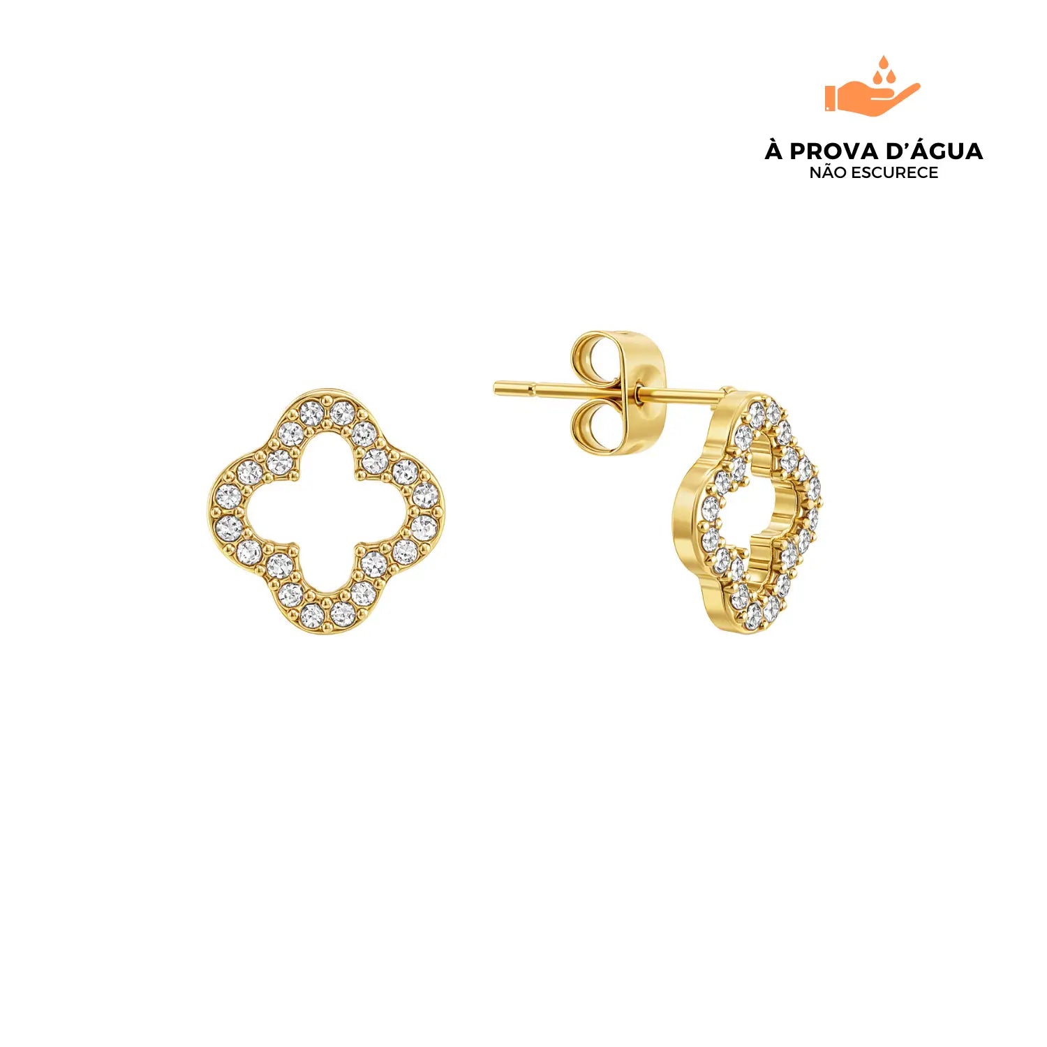 Brincos Trevo Glow Banhados em Ouro 18k