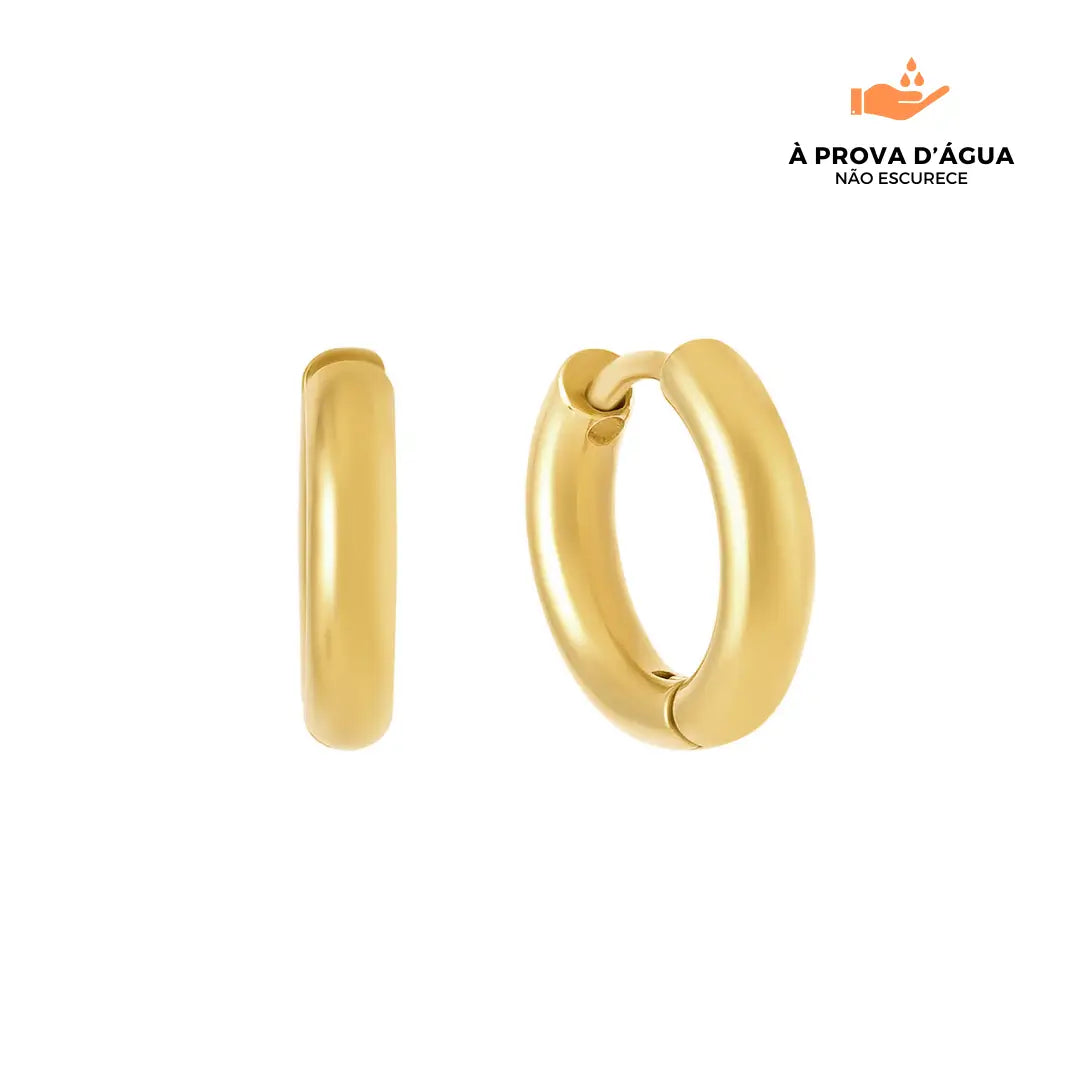 Brincos de Argola Slim 10MM Banhados em Ouro 18k