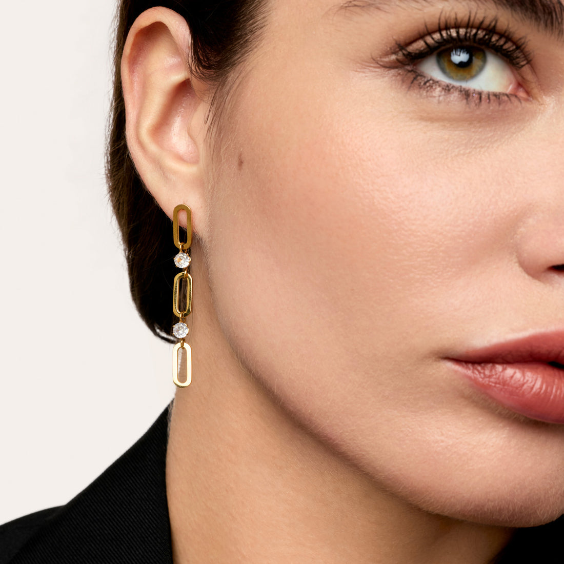 Brincos de Elos Glamour Banhados em Ouro 18k