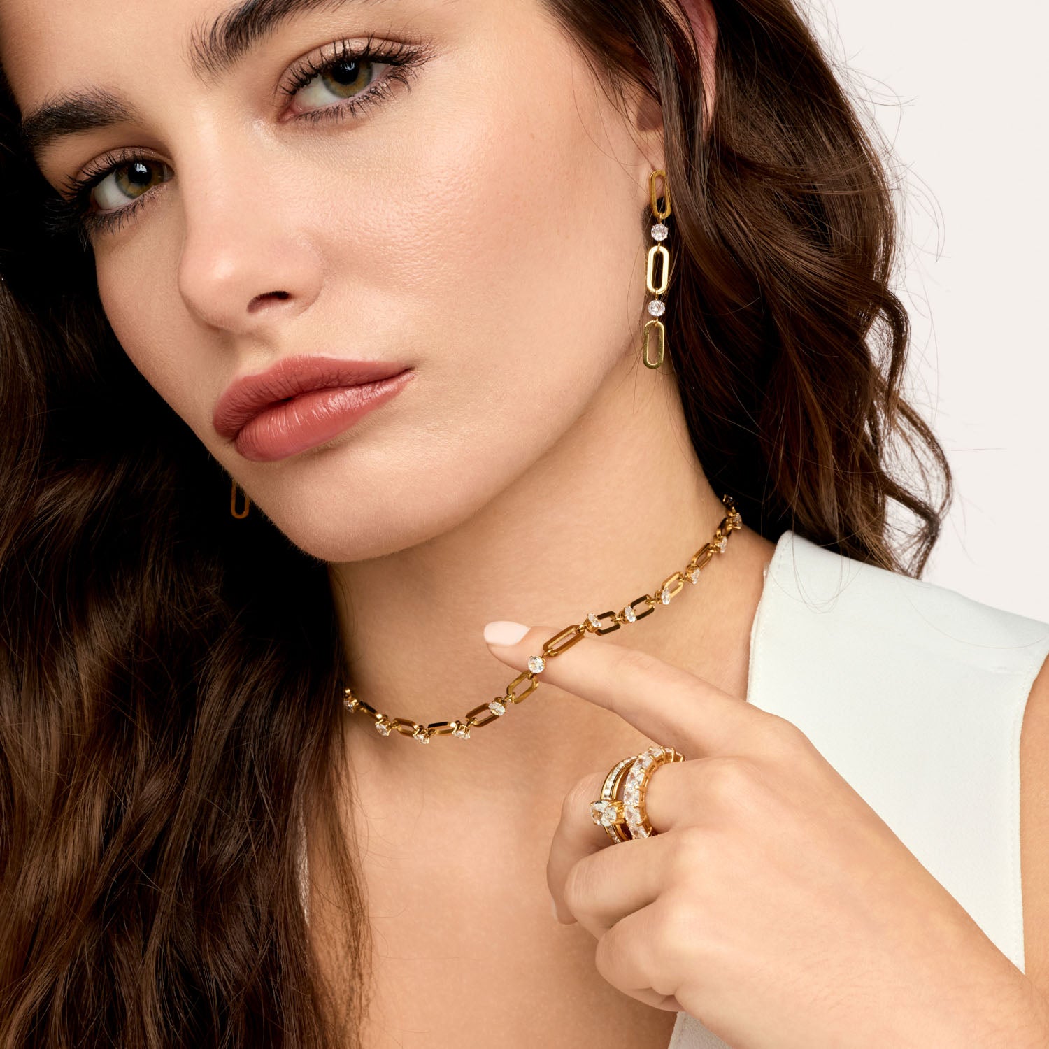 Brincos de Elos Glamour Banhados em Ouro 18k