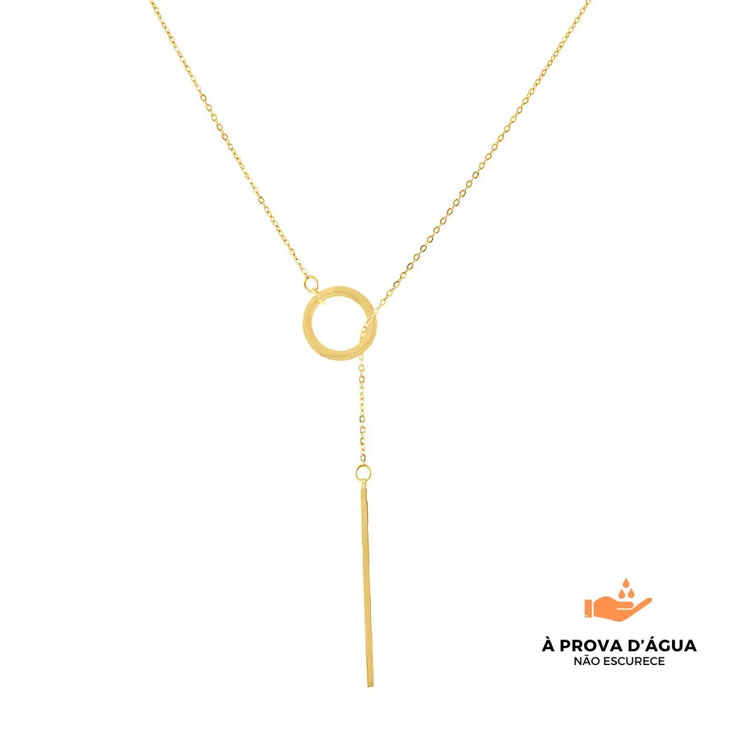 Colar Anel de Luz Banhado em Ouro 18k