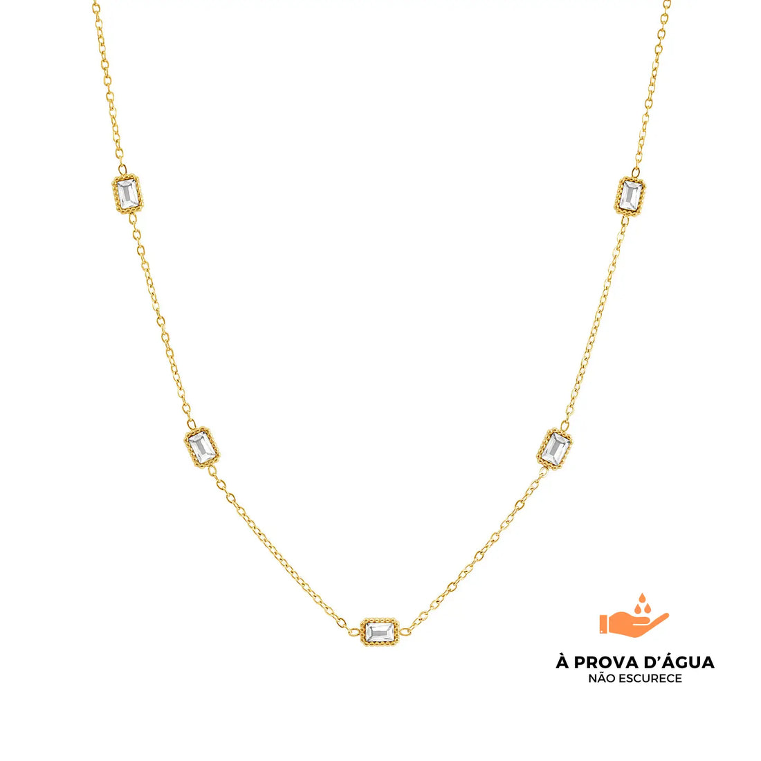 Colar Cristal Banhado em Ouro 18k