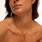 Colar Cruz com Pedra Banhado em Ouro 18k