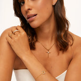 Colar Cruz com Pedra Banhado em Ouro 18k