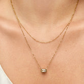 Colar Duplo Cristal Banhado em Ouro 18k