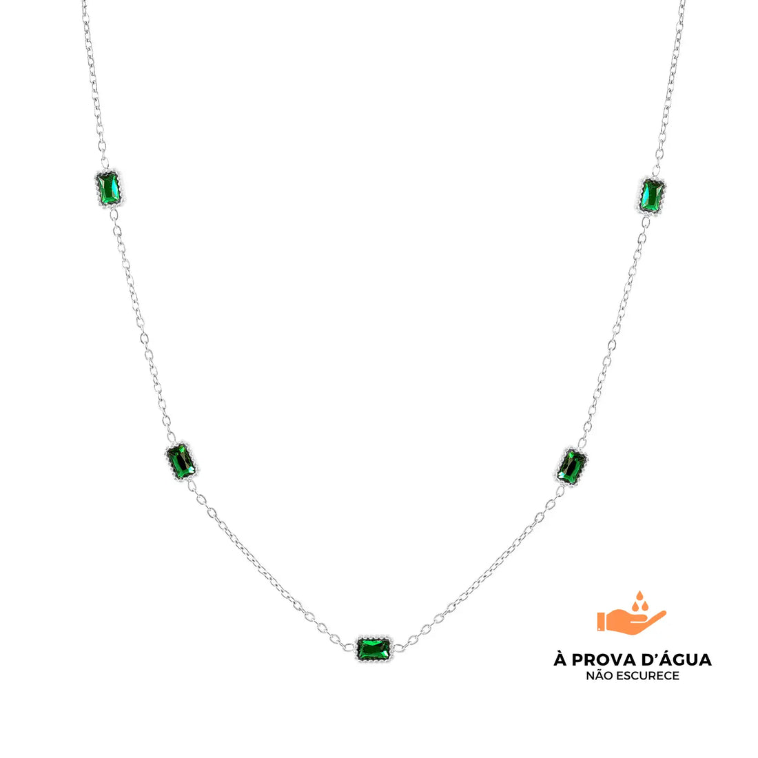 Colar Esmera Banhado em Prata
