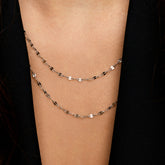 Colar Folhas Duplo Banhado em Prata