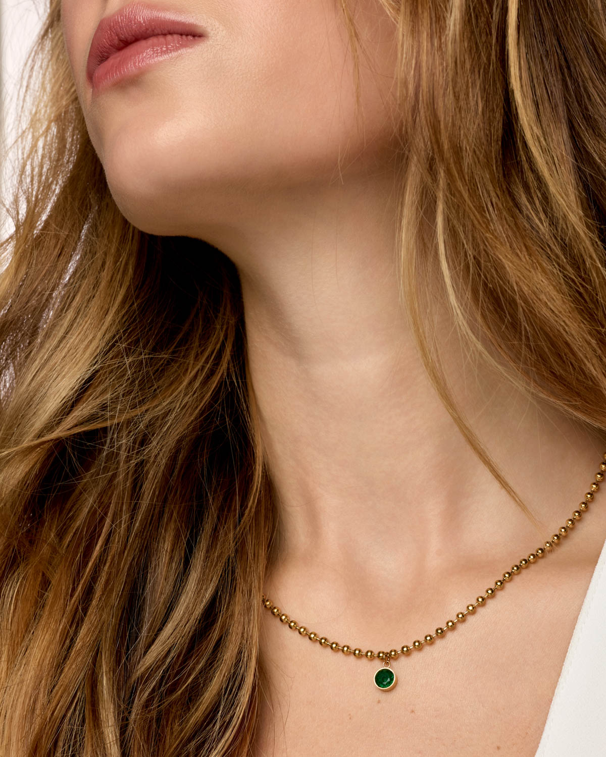 Colar Ponto Esmera Banhado em Ouro 18k