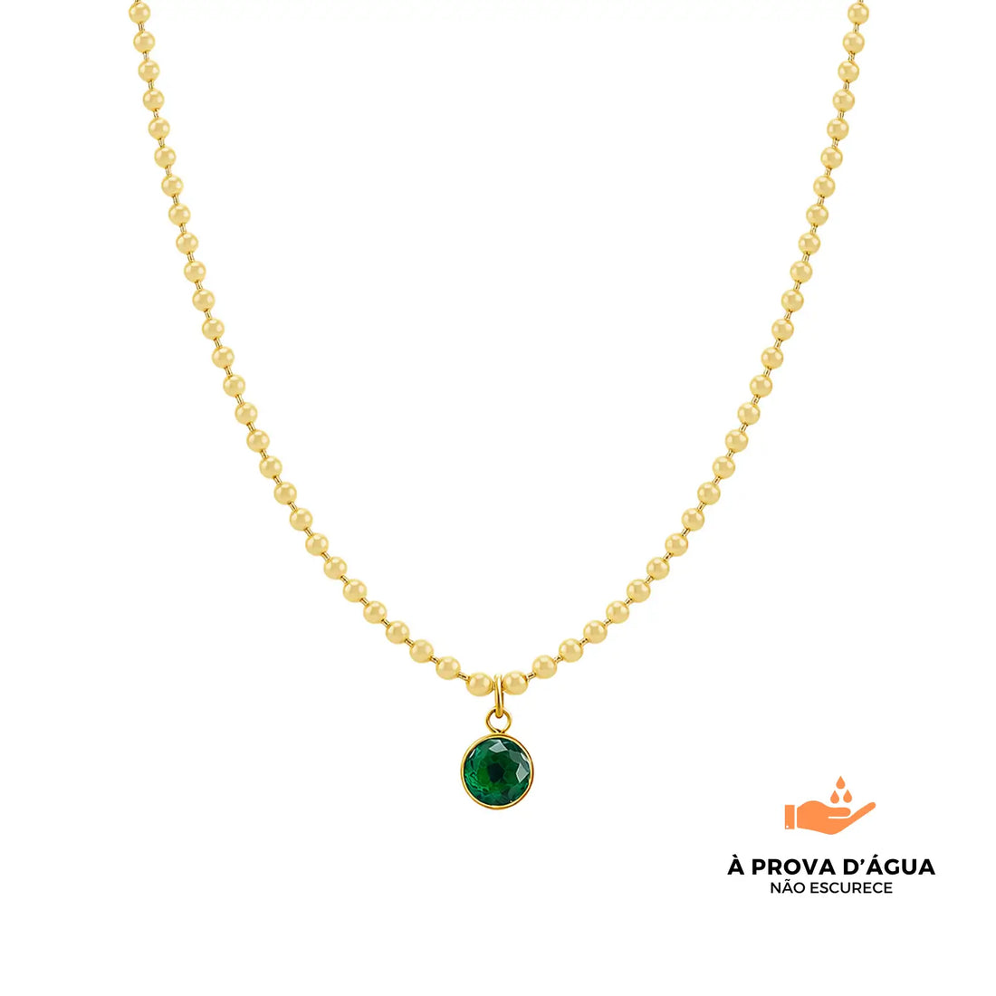 Colar Ponto Esmera Banhado em Ouro 18k