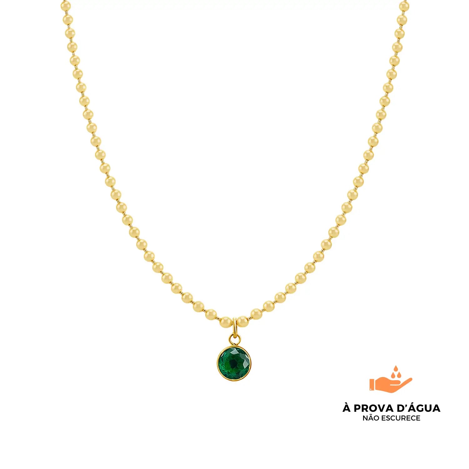 Colar Ponto Esmera Banhado em Ouro 18k