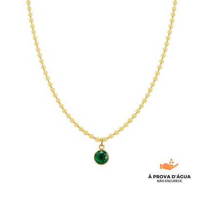 Colar Ponto Esmera Banhado em Ouro 18k