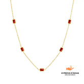 Colar Rubí Banhado em Ouro 18k