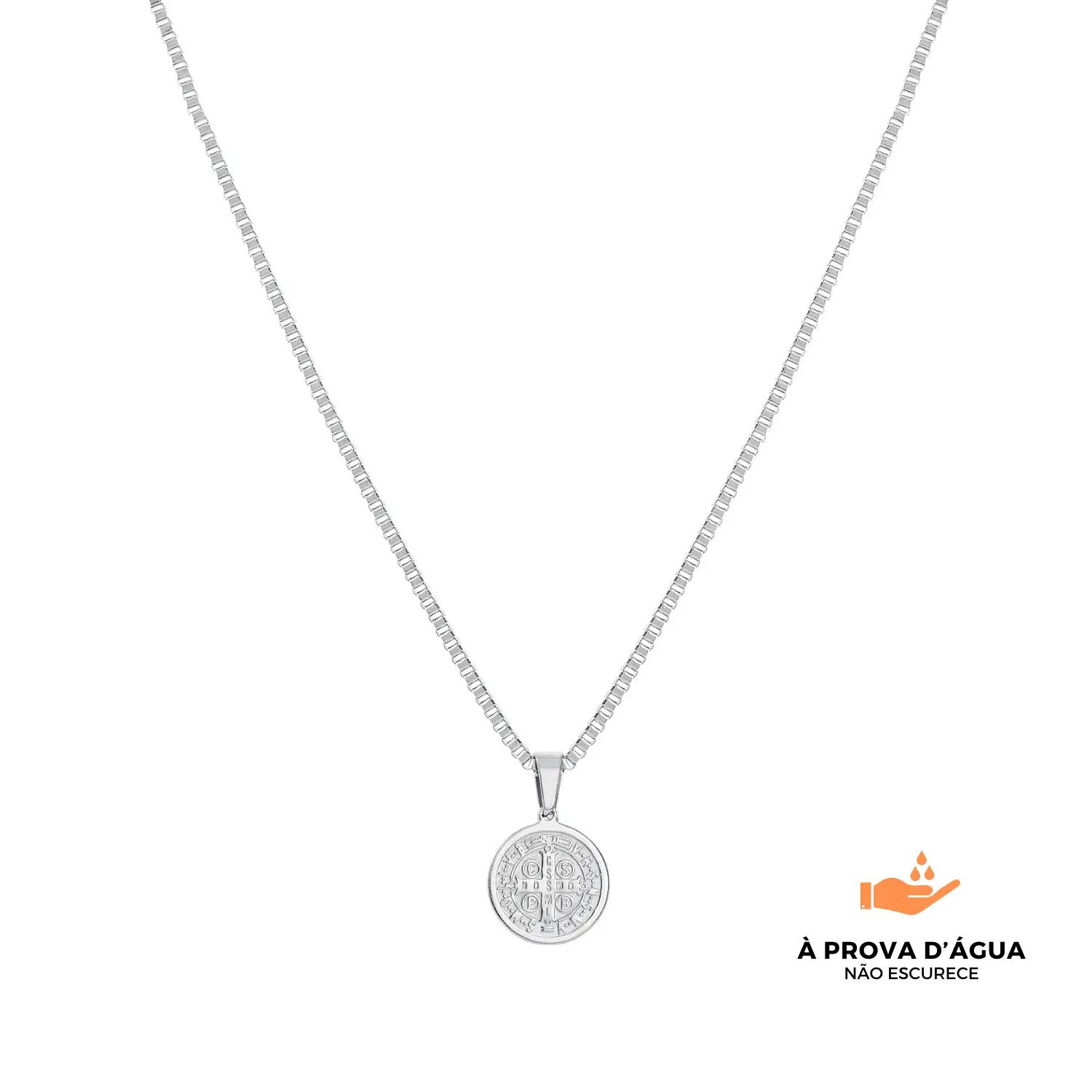 Colar Sao Bento Banhado em Prata