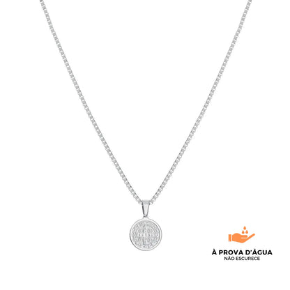 Colar Sao Bento Banhado em Prata