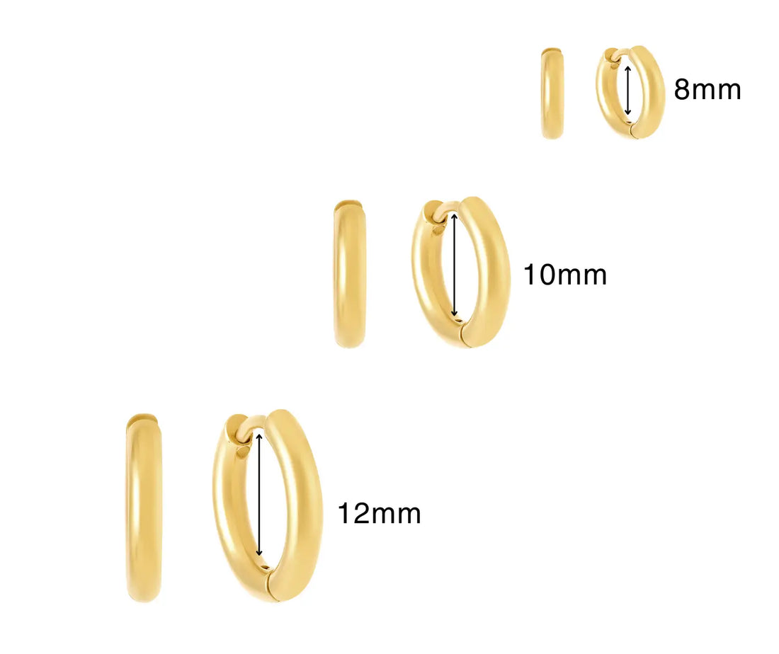 Trio de Brincos de Argola Slim Banhados em Ouro 18k
