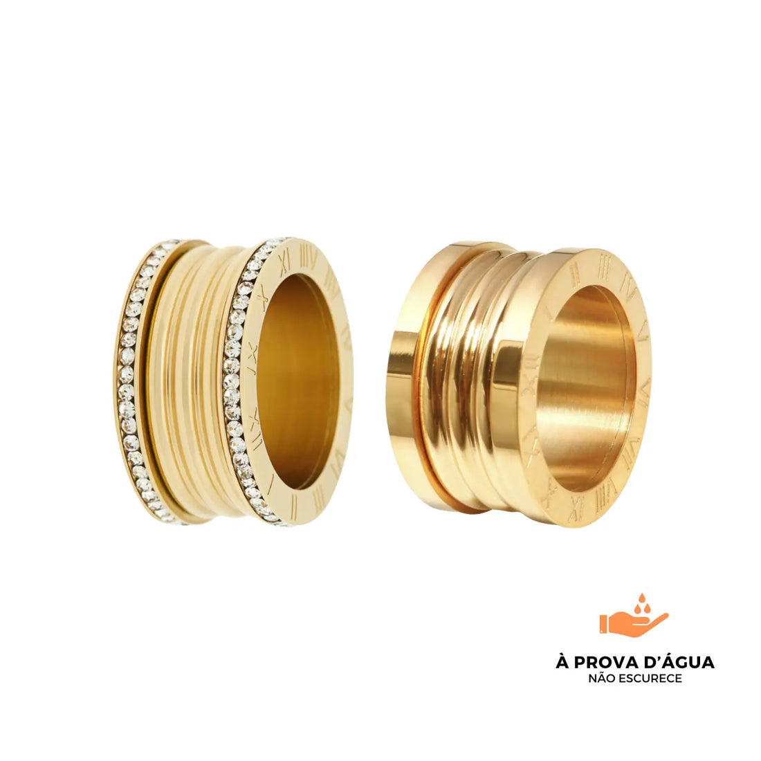 Par de Alianças Pedra Luca Banhadas em Ouro 18k