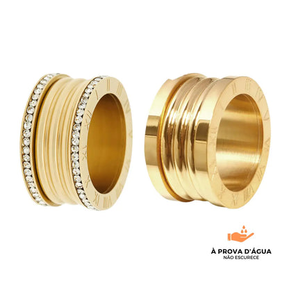 Par de Alianças Pedra Luca Banhadas em Ouro 18k