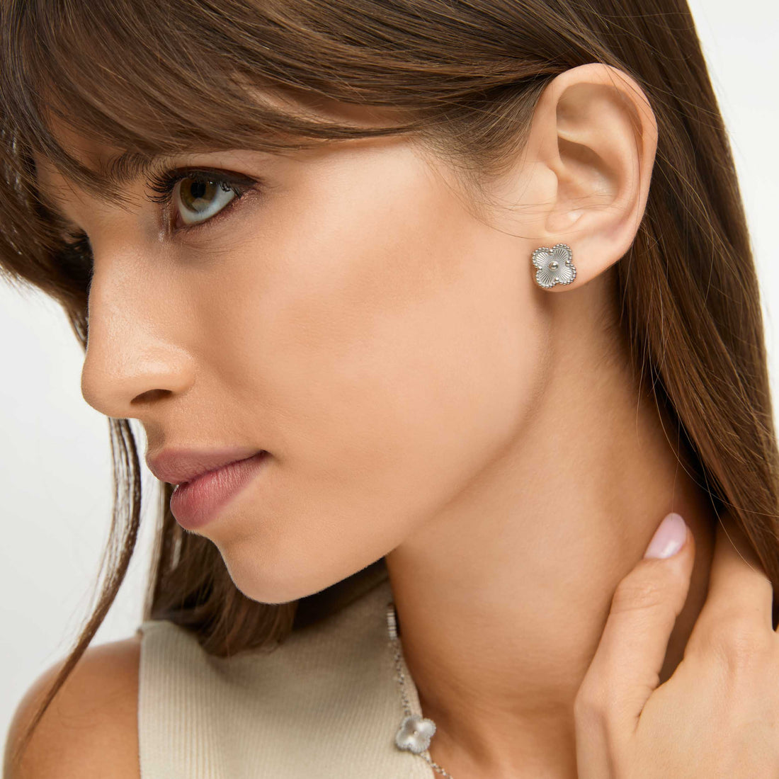 Brincos de Trevo Banhado em Prata