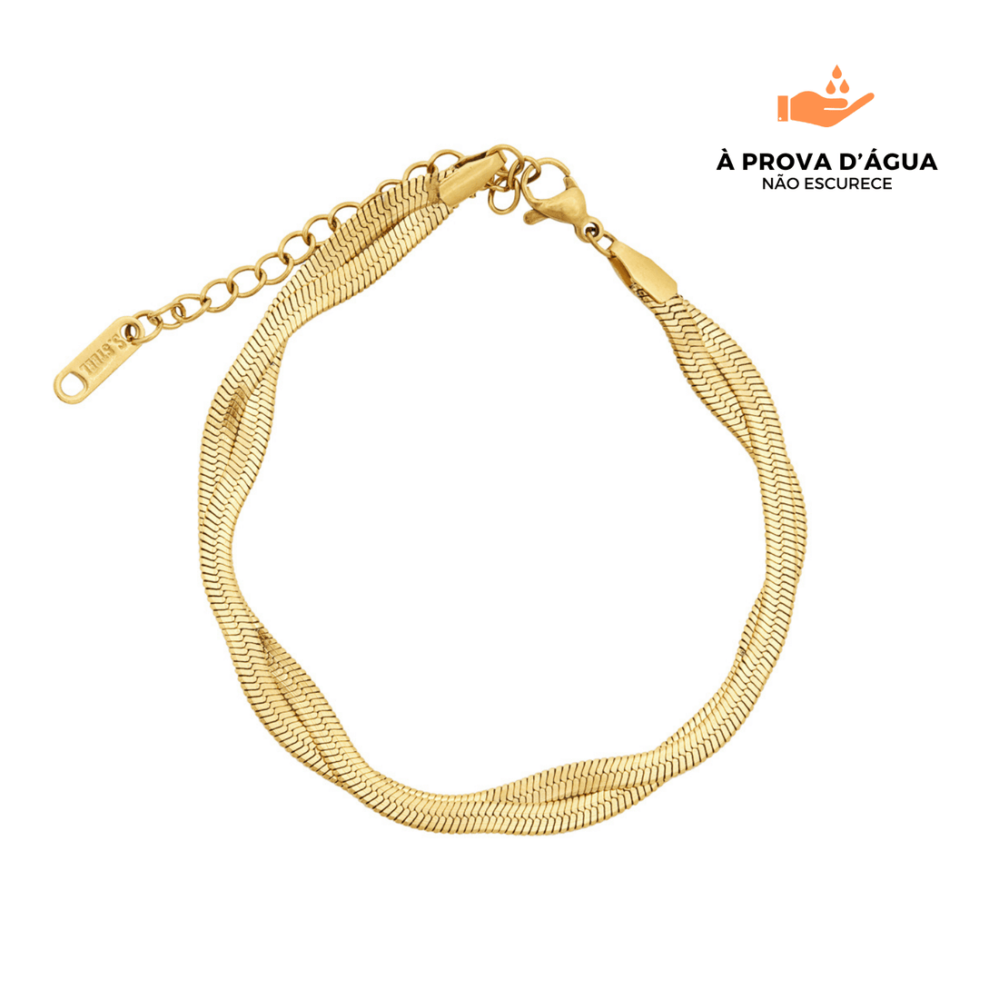 Pulseira de Corrente Slim Entrelaçado Banhada em Ouro 18k