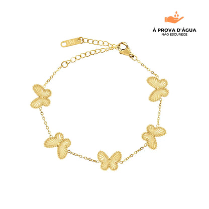 Pulseira Borboleta Banhada em Ouro 18k