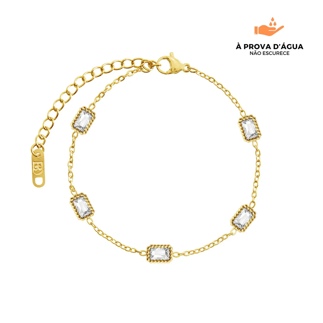 Pulseira Cristal Banhada em Ouro 18k