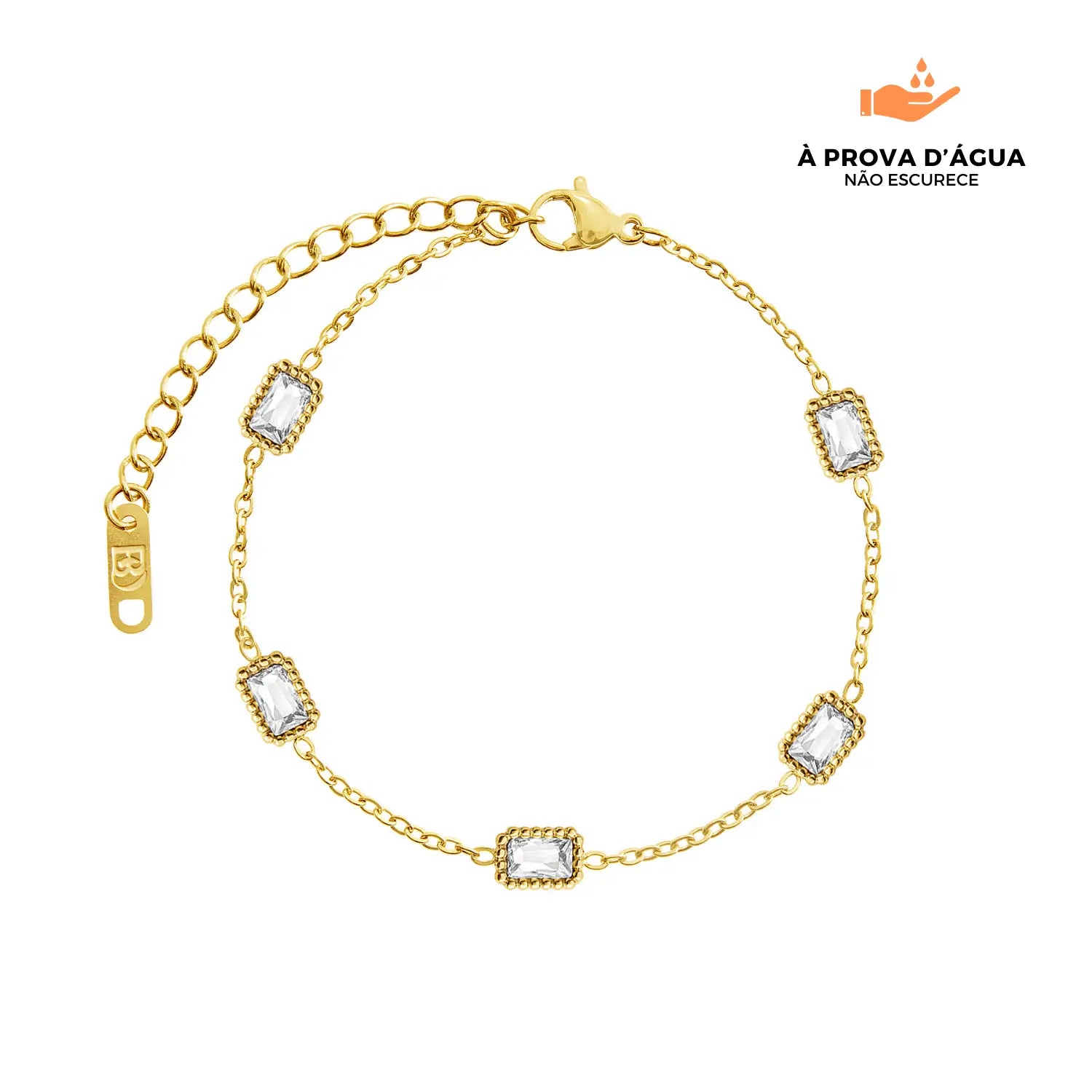 Pulseira Cristal Banhada em Ouro 18k