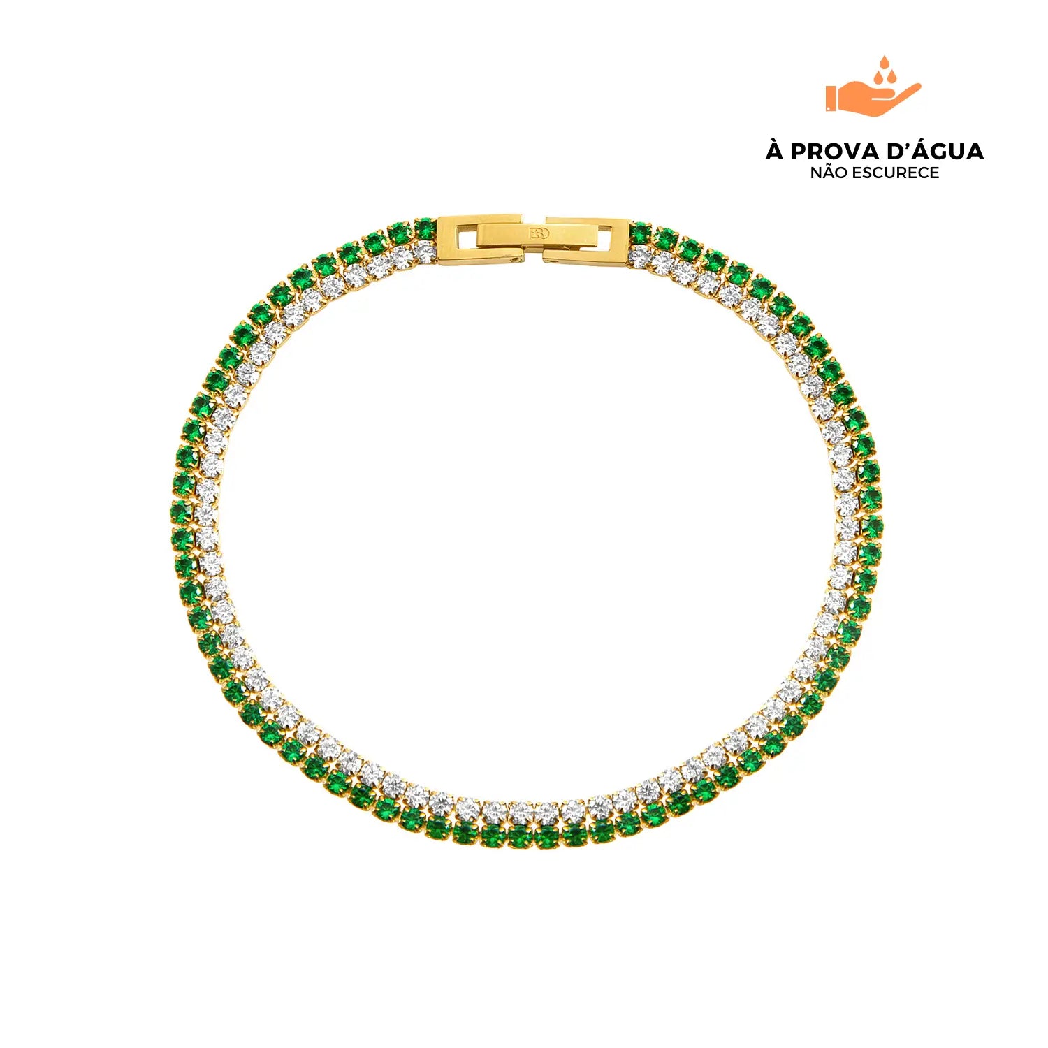 Pulseira Duo Esmera Cristal Banhada em Ouro 18k