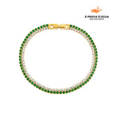 Pulseira Duo Esmera Cristal Banhada em Ouro 18k