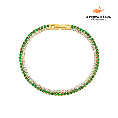Pulseira Duo Esmera Cristal Banhada em Ouro 18k