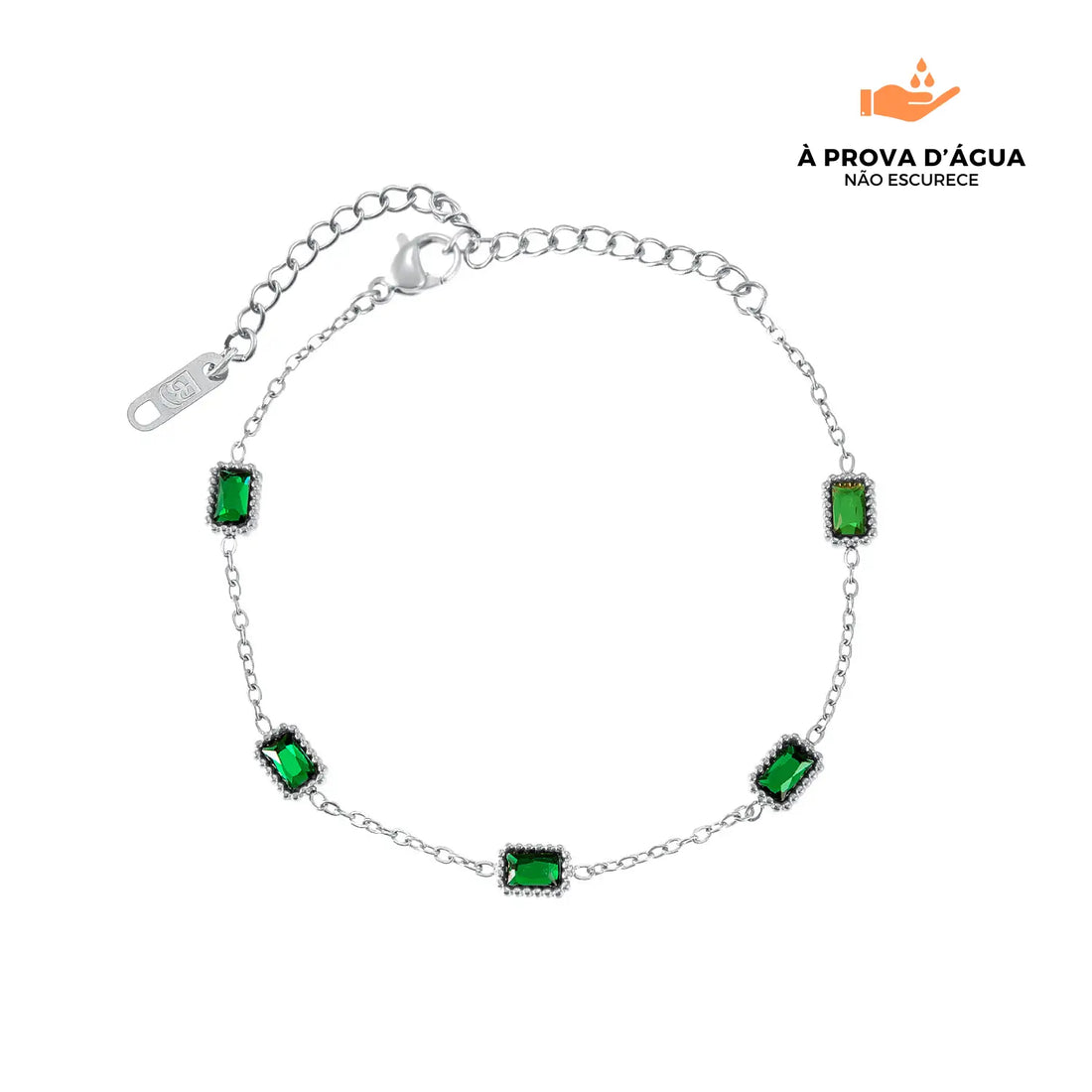 Pulseira Esmera Banhada em Prata