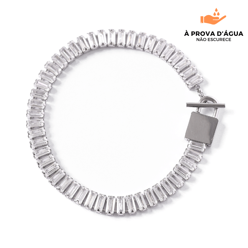 Pulseira Riviera Retangular Banhada em Prata