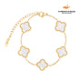Pulseira Trevo Branco Banhado em Ouro 18k