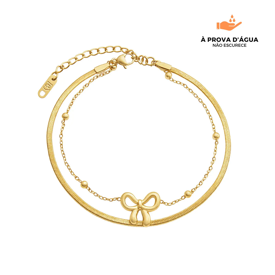 Tornozeleira Duo Laço Banhado em Ouro 18k