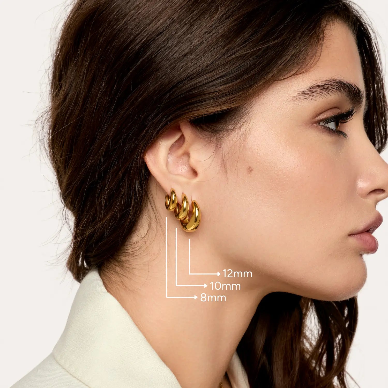 Trio de Brincos Londrinos Banhados em Ouro 18k