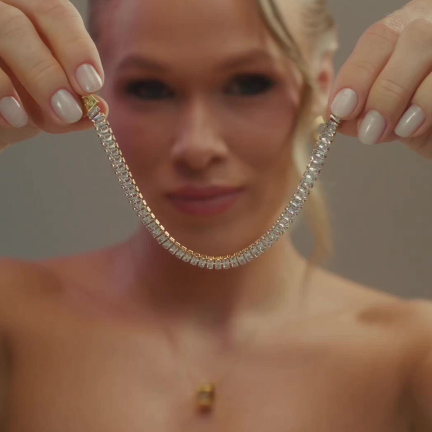 Pulseira Riviera Retangular Banhada em Ouro 18k