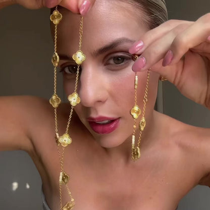 Colar de Trevo Dourado Banhado em Ouro 18k