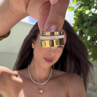 Anel Triplo Momentos Banhado em Ouro 18k