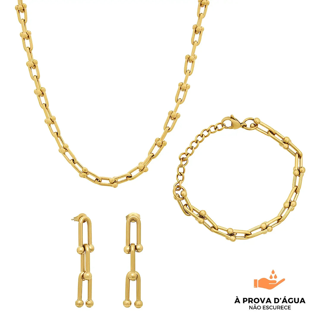 Conjunto Elos Monclé Banhado em Ouro 18k